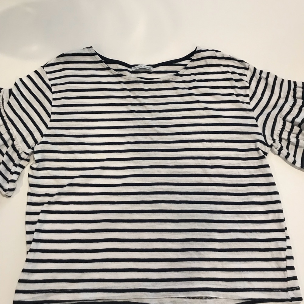 Zara náutica bell sleeve top blue stripes